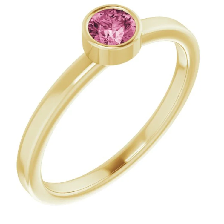 Gemstone engagement rings-14K Yellow 4 mm Natural Pink Tourmaline Ring