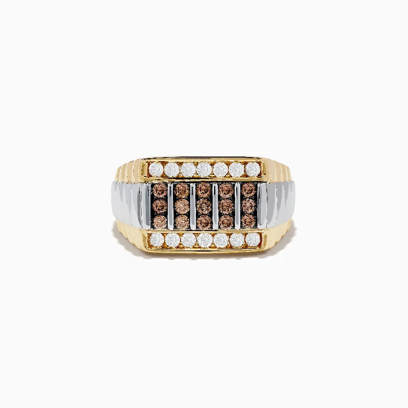 Wedding bands for men-Men's 14K Two-Tone Gold Espresso and White Diamond Ring