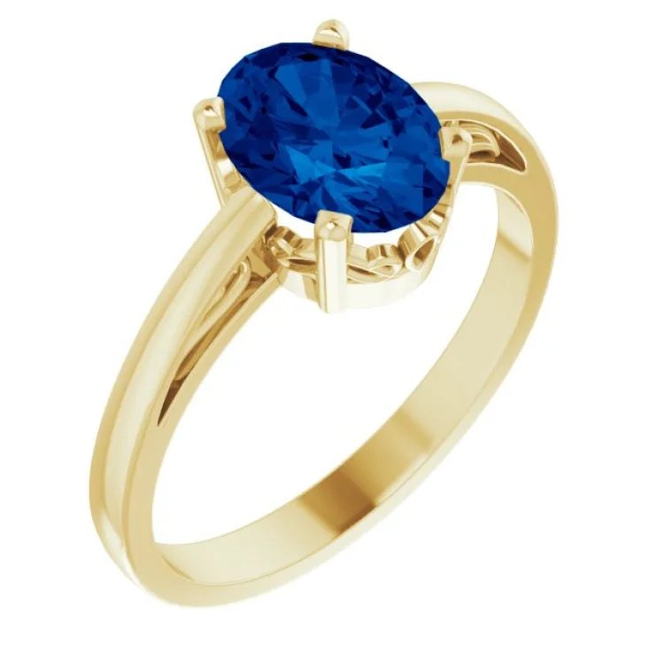 Sapphire and diamond rings-14K Yellow 8x6 mm Oval Scroll Setting® Solitaire Ring Mounting