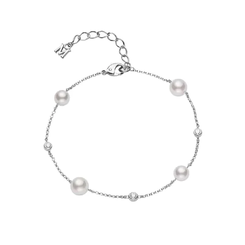 Name Bracelets-Akoya Pearl and Diamond Station Bracelet