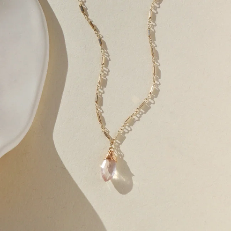 Stylish charm necklaces for birthdays-Rose Quartz Marisol Necklace