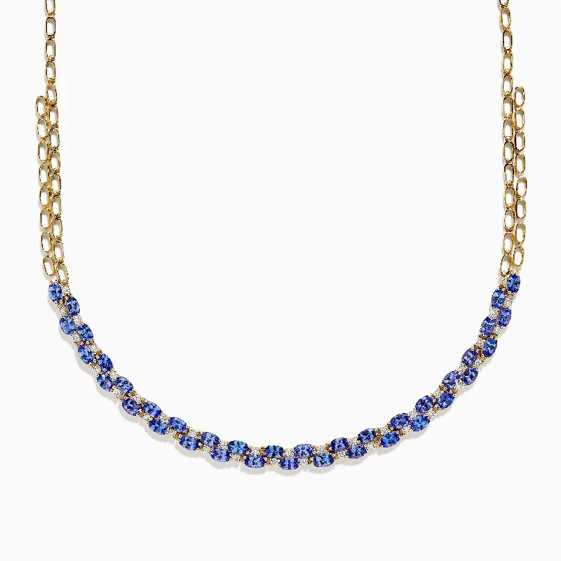 Luxury necklaces for anniversary gifts-Nahla Siri 14K Yellow Gold Tanzanite and Diamond Necklace