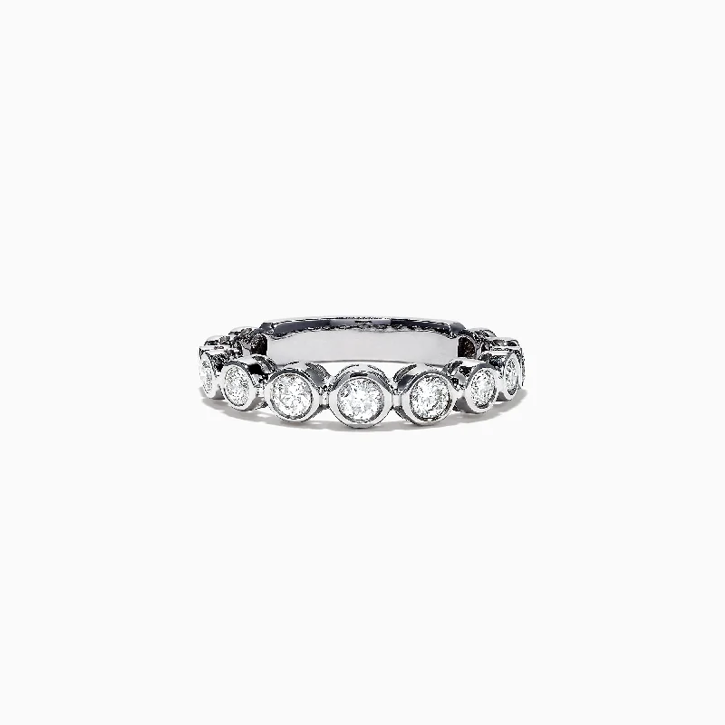 Affordable wedding rings-Pave Classica 14K White Gold Bezel Set Diamond Ring, 0.49 TCW