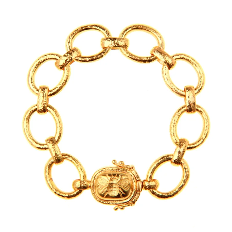 Celebrity Bracelets-Smooth Link Bracelet with ‘Fat Bee’ Clasp