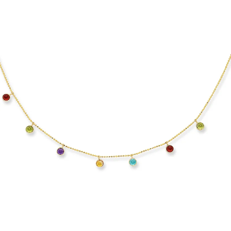 Oval gemstone necklaces for women-14K Gold Semi-Precious Necklace