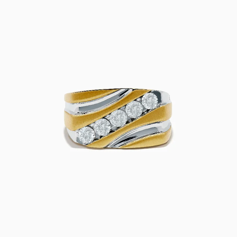 Silver engagement rings for women-Men's 14K Yellow Gold Diamond Ring