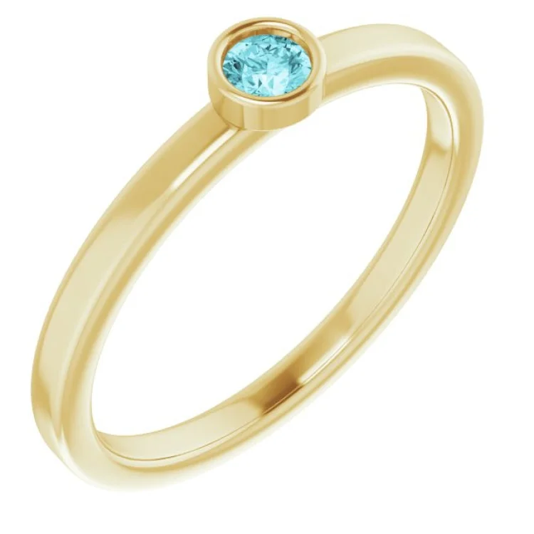 Custom rings for brides-14K Yellow 3 mm Natural Blue Zircon Ring