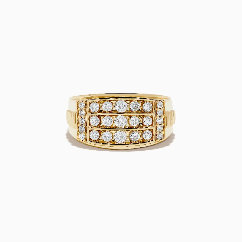 Luxury rings for women-Men's 14K Yellow Gold Diamond Ring