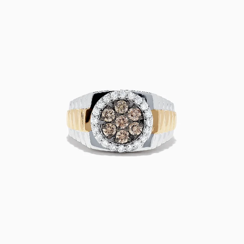 Bridal sets rings-Men's 14K Two-Tone Gold Espresso and White Diamond Ring, 0.97 TCW