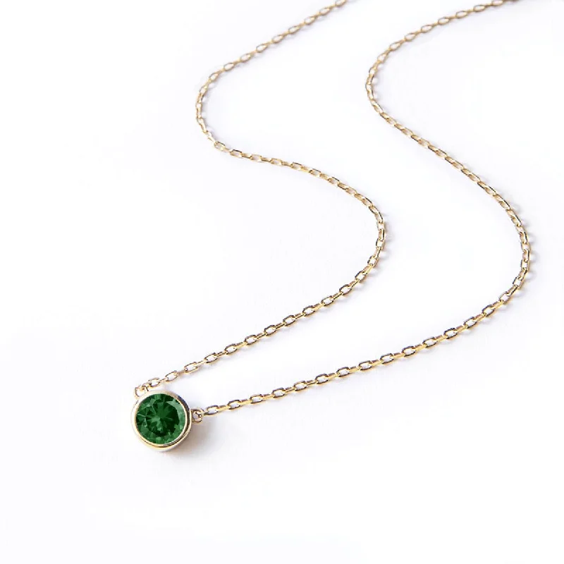 Unique gemstone necklaces for women-Gemstone Solitaire Necklace Emerald