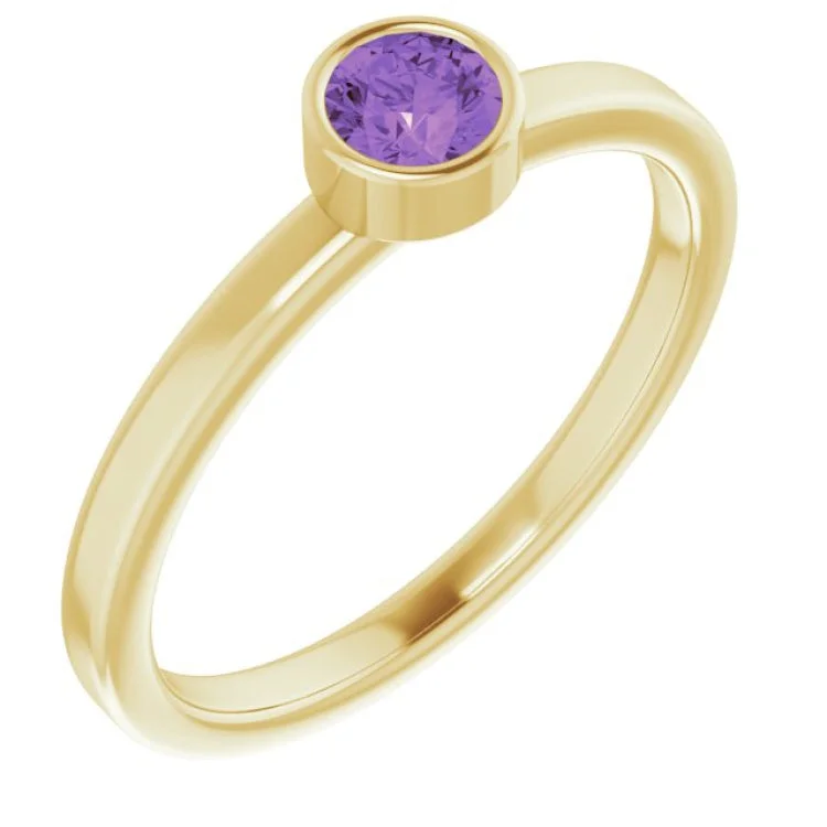 Handcrafted wedding bands-14K Yellow 4 mm Natural Amethyst Ring