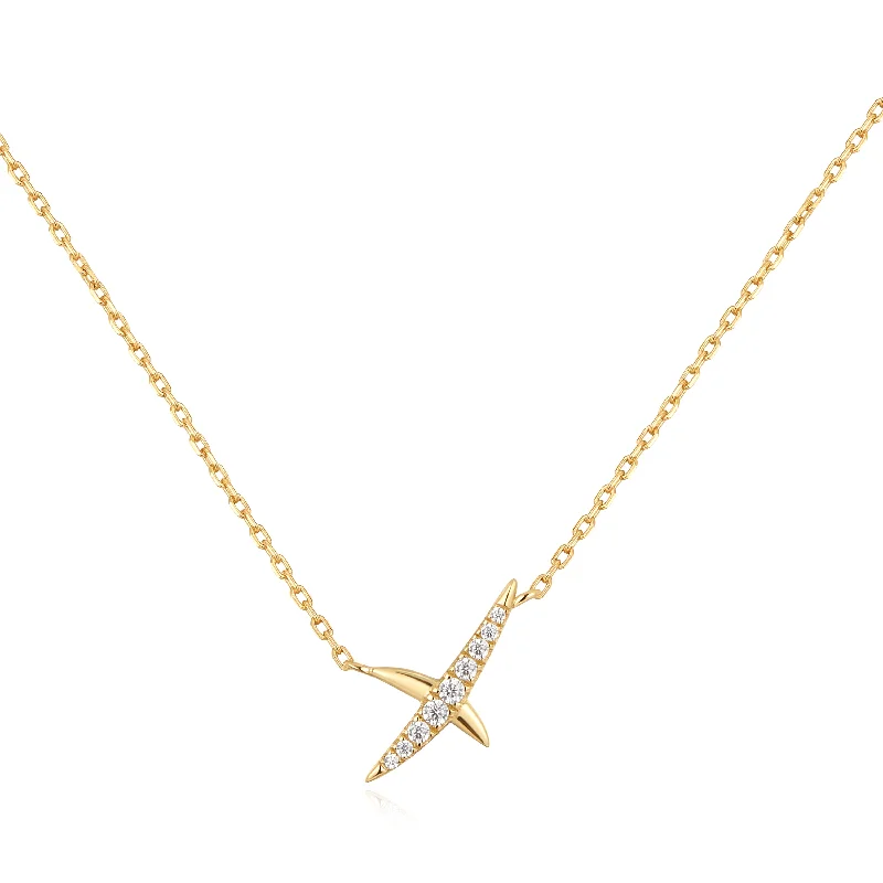 Chunky chain necklaces for women-Pave Kiss Necklace in Yellow Gold by Ania Haie