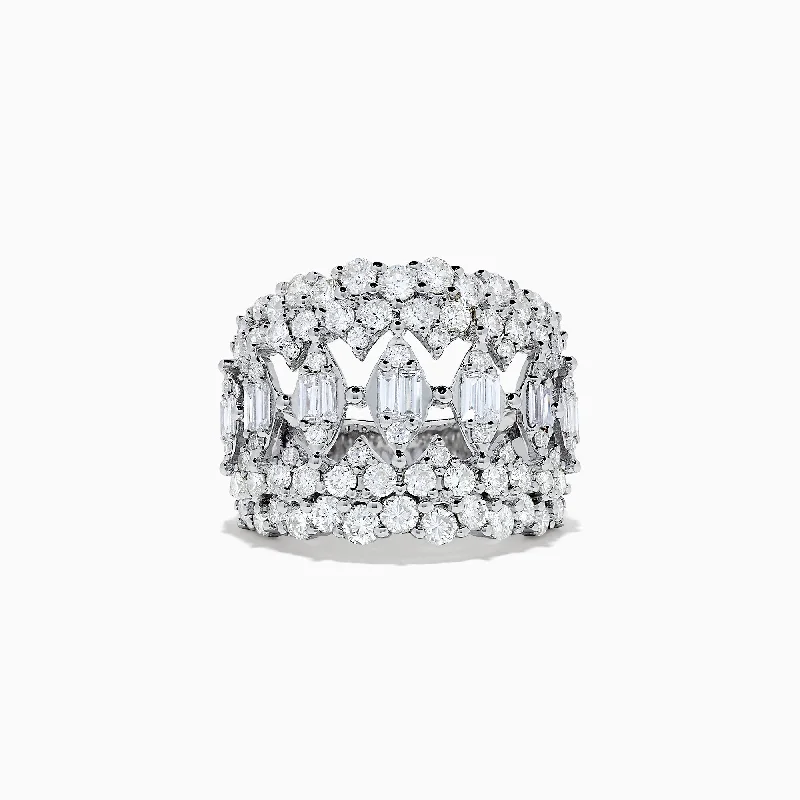 Unique engagement rings for couples-Classique 14K White Gold Diamond Wide Band Ring, 2.59 TCW