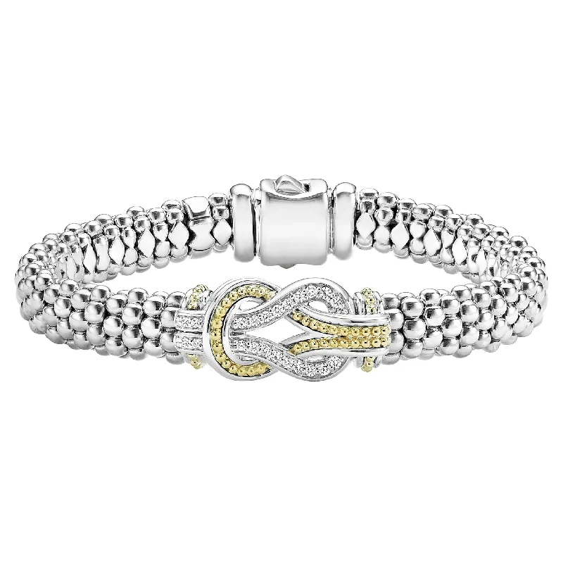 Pirate Bracelets-Two Tone Knot Caviar Diamond Bracelet | 9mm (Size M)