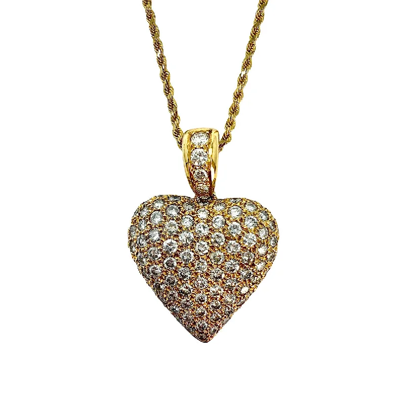 Round pendant necklaces for men-14K Twisted Chain Necklace with Diamond Heart Pendant