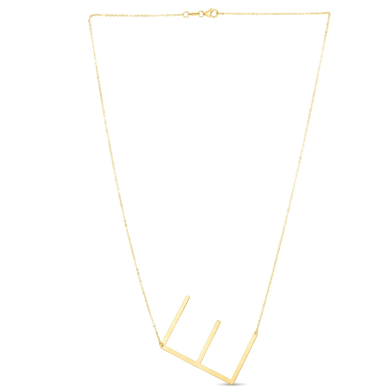 Fine jewelry necklaces for special occasions-14K Gold Large Initial E Necklace