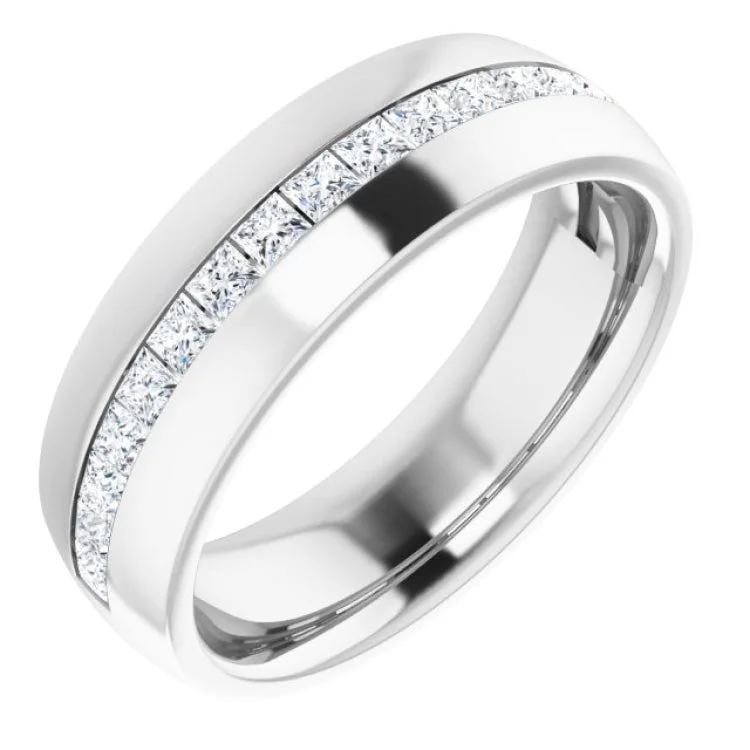 Elegant custom wedding bands-14K White 1 CTW Natural Diamond Band