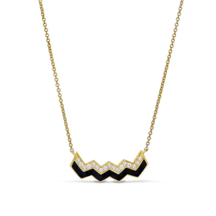 Fashionable chain necklaces for layering-Black Label Necklace