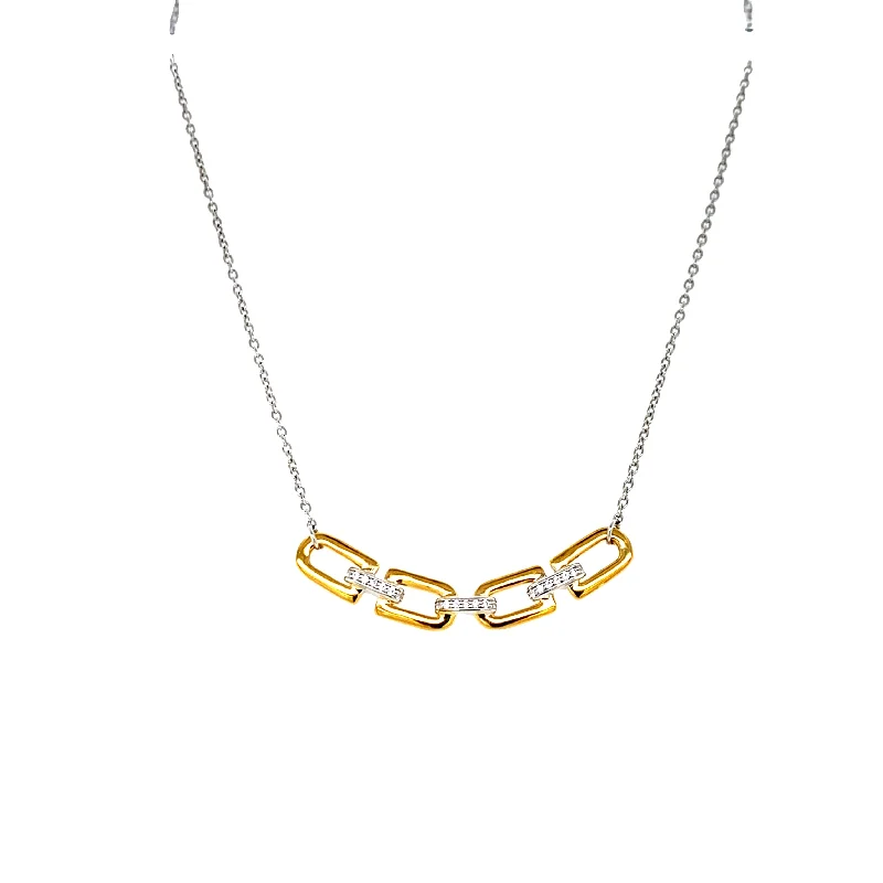 Trendy necklaces for teens-Fancy Link Necklace in Two-Tone Gold by Ti Sento Milano