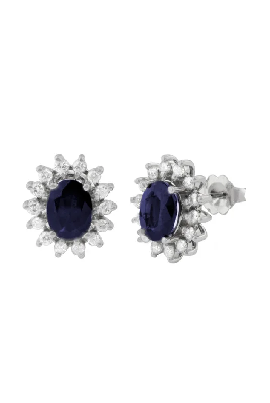 Minimalist Earrings For Subtle Look-Gemma Royalty Sapphire and Diamond Earrings, 3.54 TCW