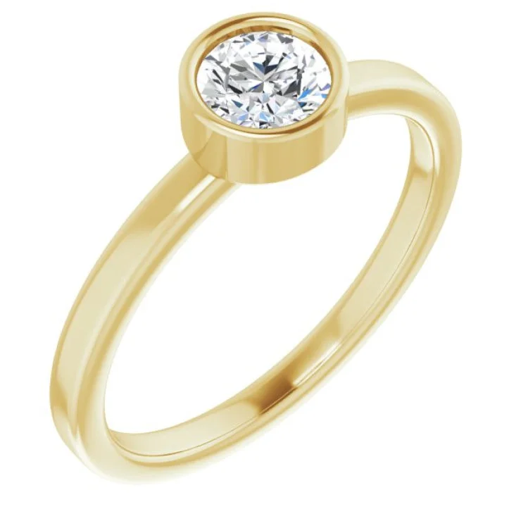 Designer wedding rings for women-14K Yellow 5 mm Natural White Sapphire Ring