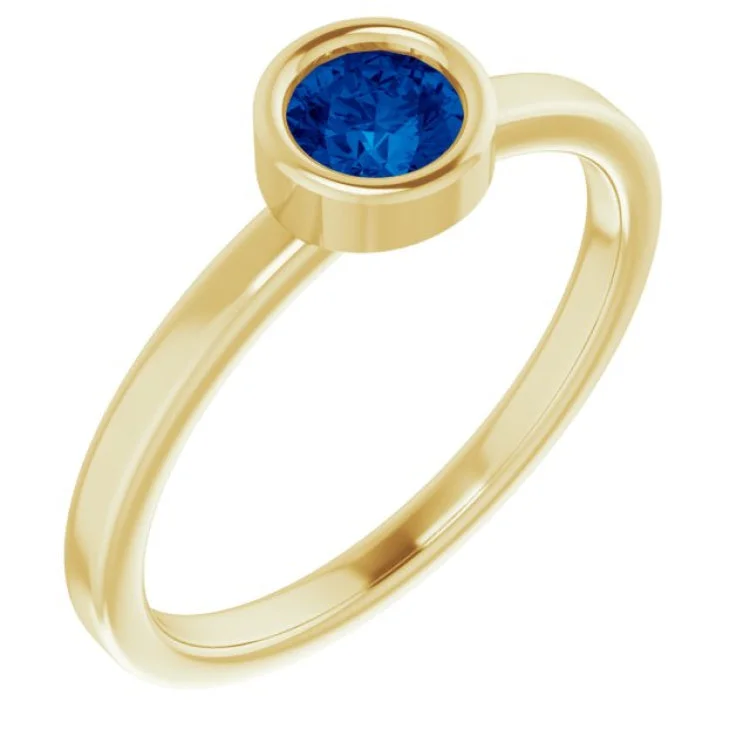 Custom gemstone promise rings-14K Yellow 4.5 mm Lab-Grown Blue Sapphire Ring