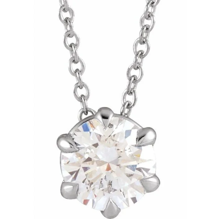 Colorful pendants for necklaces-14K White 3/4 CT Natural Diamond Solitaire 16-18" Necklace