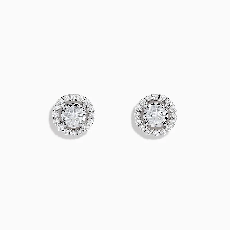 Classic Silver Earrings For Timeless Look-14K White Gold Diamond Stud Earrings