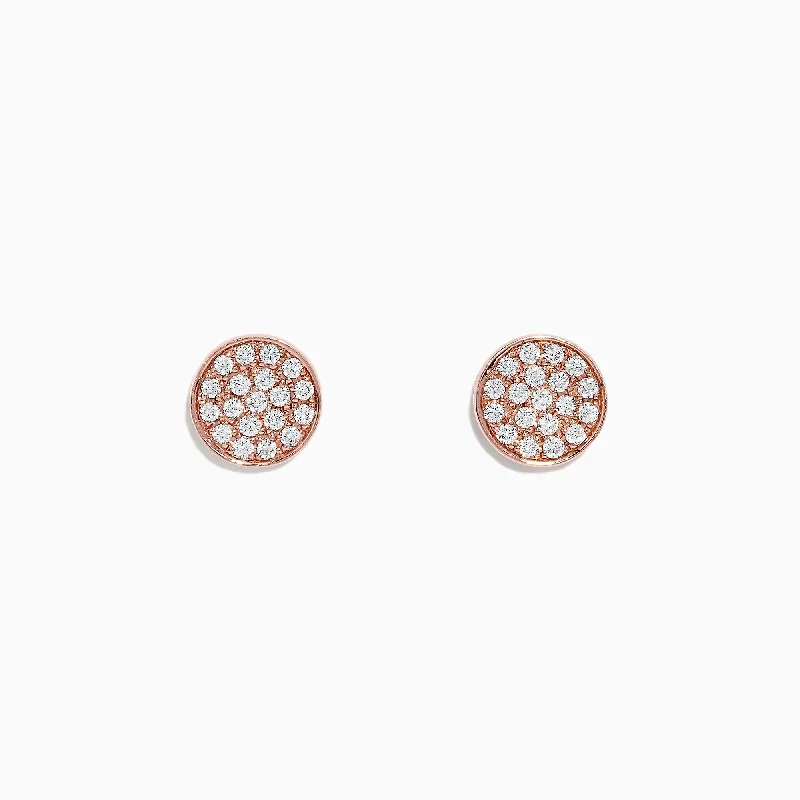 Designer Earrings For Women-Pave Classica 14K Rose Gold Diamond Stud Earrings, 0.38 TCW