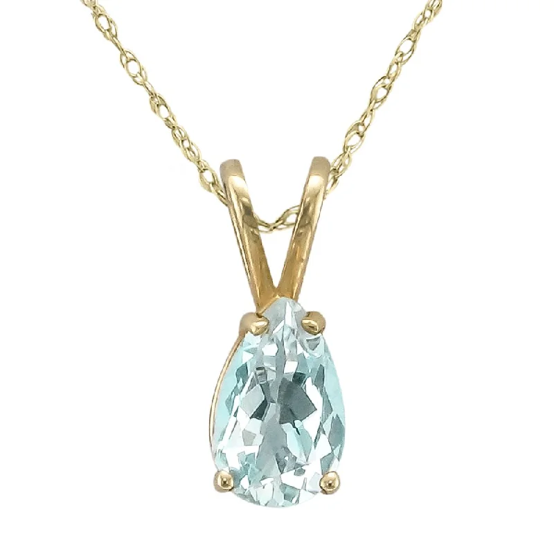 Family tree pendants for necklaces-14KT PEAR SHAPE AQUAMARINE NECKLACE