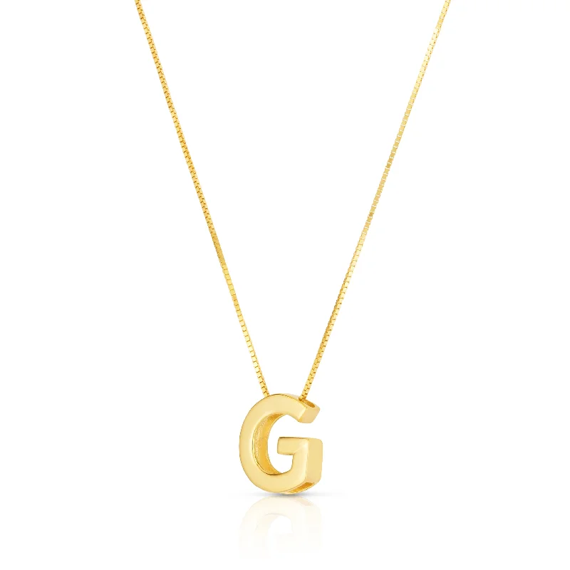 Multi-color gemstone necklaces-14K Gold Block Letter Initial G Necklace