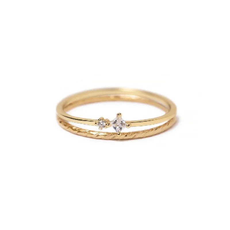 Gold rings-Duo + Shimmer Ring Set