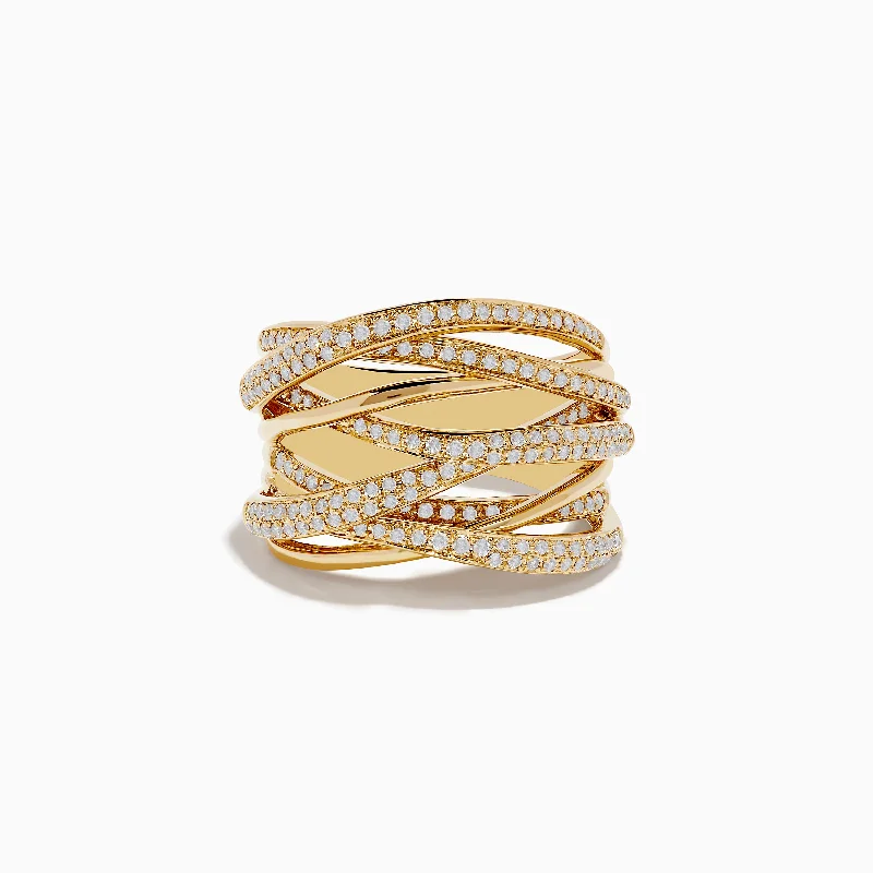 Stylish custom promise rings-D'Oro 14K Yellow Gold Diamond Ring