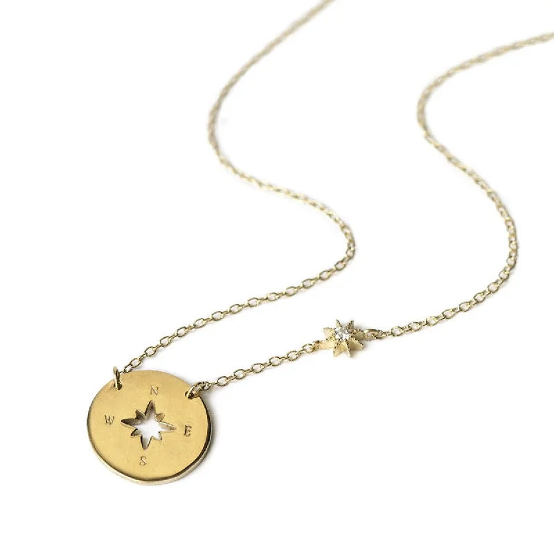 Statement gemstone necklaces for women-Star Compass Necklace