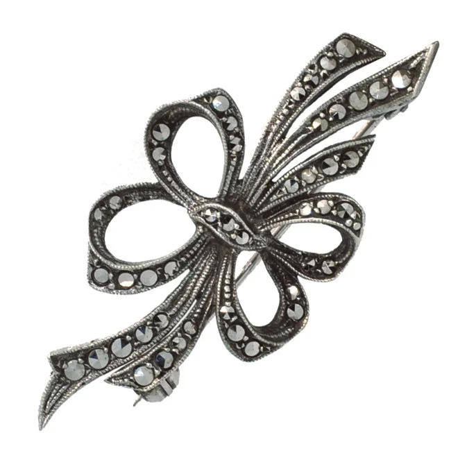 3D Brooch-Marcasite Bow Brooch