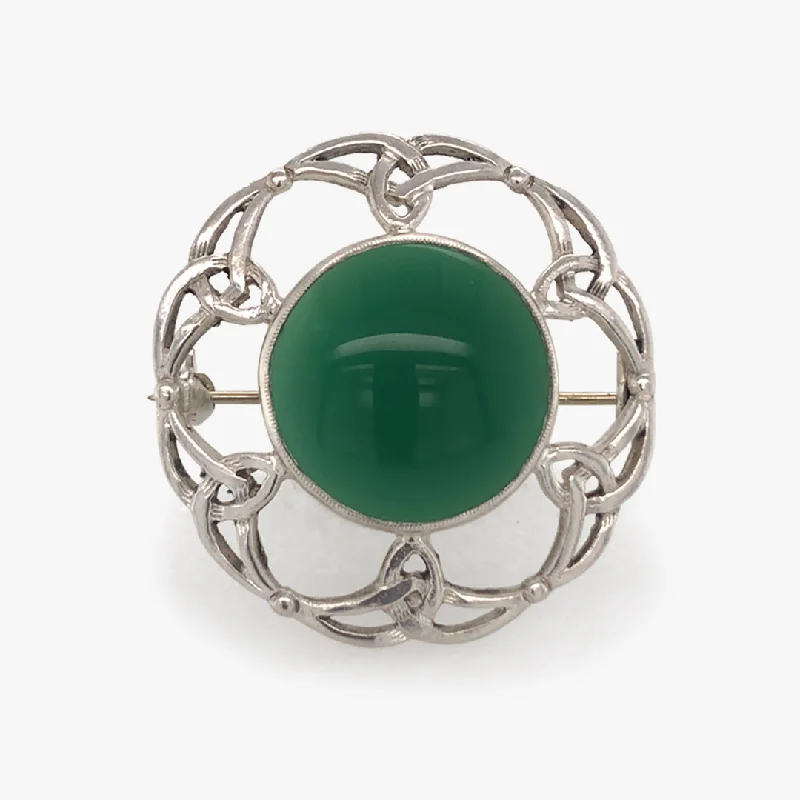 Botanical Brooch-Silver Chrysoprase Brooch