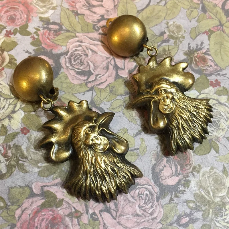 Statement Earrings For Casual Fashion-Cockerel Earrings Joseff of Hollywood