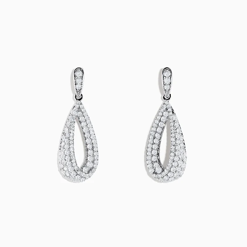 Boho Stud Earrings For Casual Look-Pave Classica 14K White Gold Diamond Drop Earrings