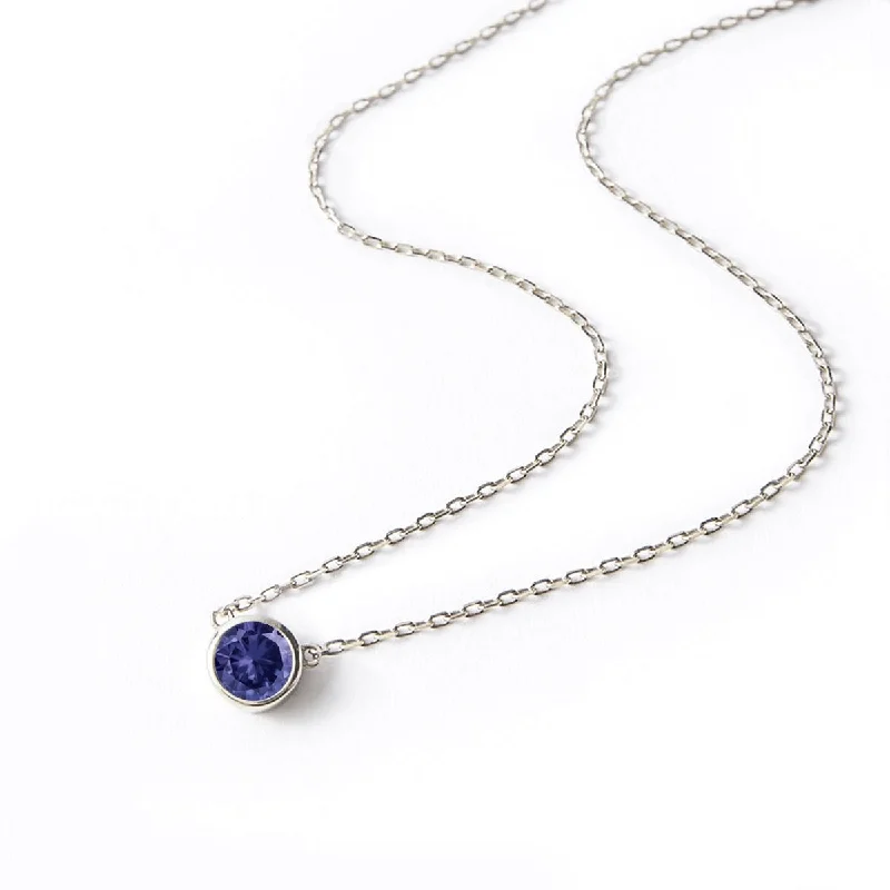 Engraved lockets for special gifts-Gemstone Solitaire Necklace Blue Sapphire