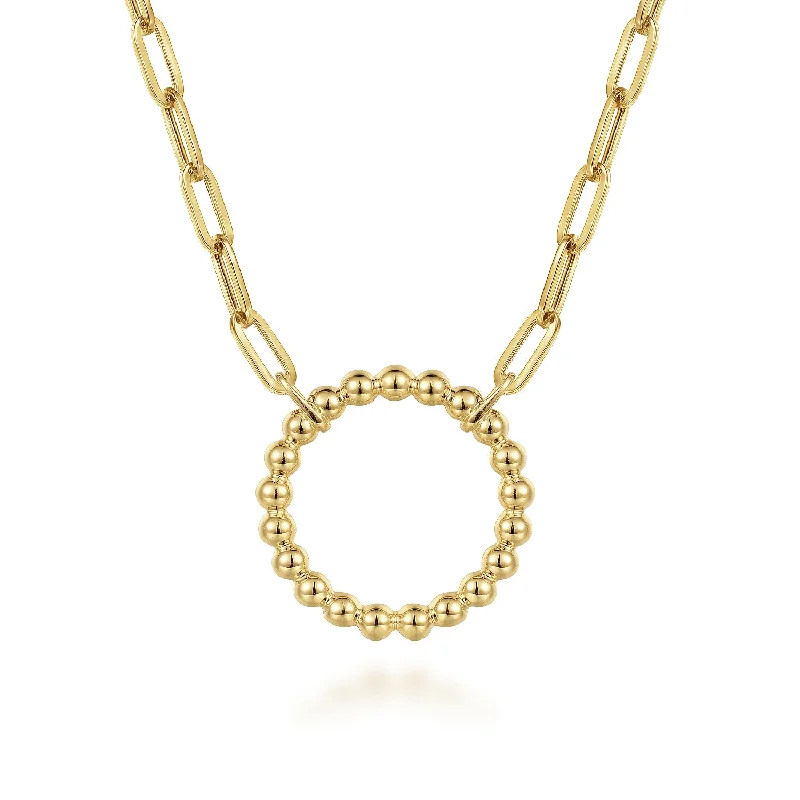 Gold necklaces for layering-17" Bujukan Circle Necklace in Yellow Gold by Gabriel & Co.