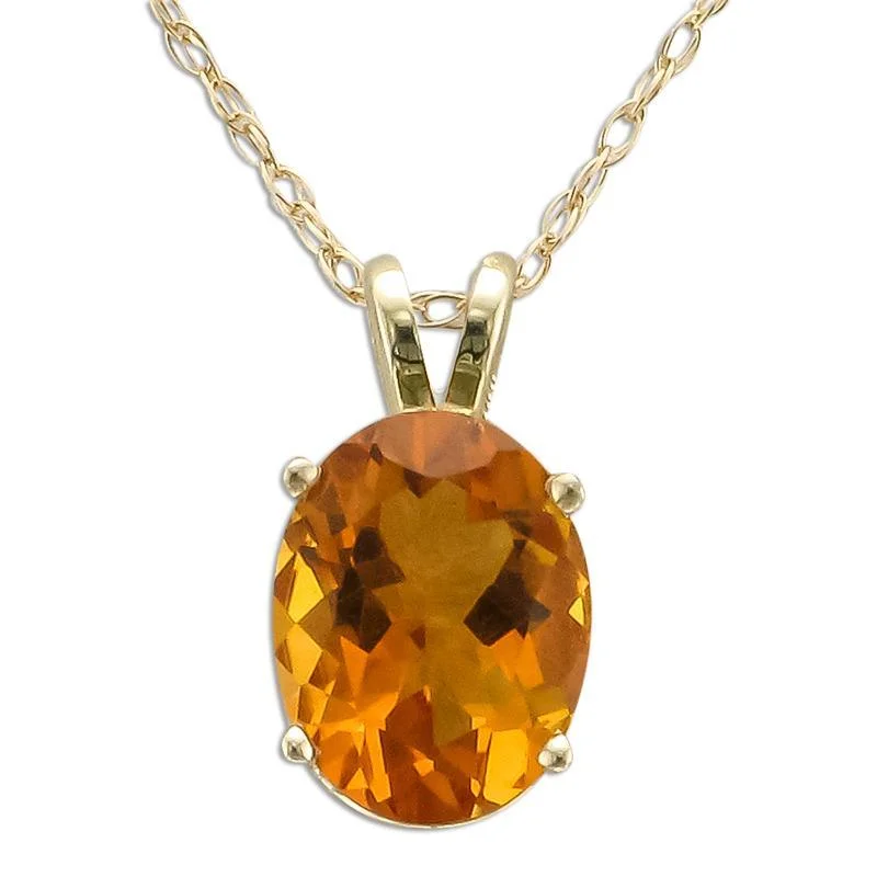 Trendy necklaces for special events-14KT YELLOW GOLD 1.50 CT OVAL CITRINE NECKLACE