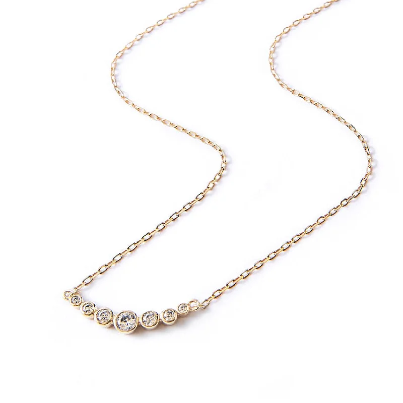 Silver necklaces with gemstone pendants-Crystal Curved Bar Necklace