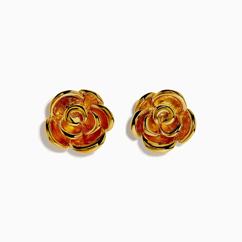 Lightweight Stud Earrings For Comfort-14K Yellow Gold Flower Earrings