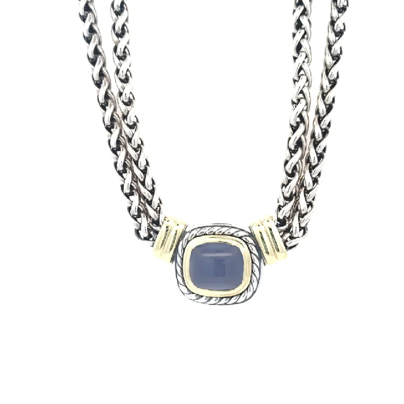 Wedding necklaces for bridesmaids-Estate David Yurman Chalcedony Necklace in Two-Tone Gold