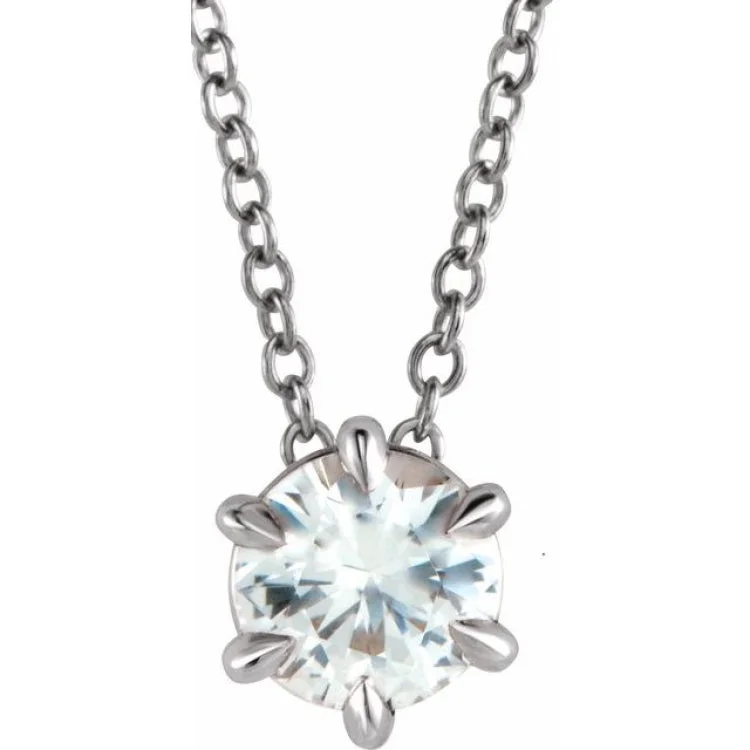 Personalized necklaces for mothers day-Sterling Silver 3/4 CT Natural Diamond Solitaire 16-18" Necklace