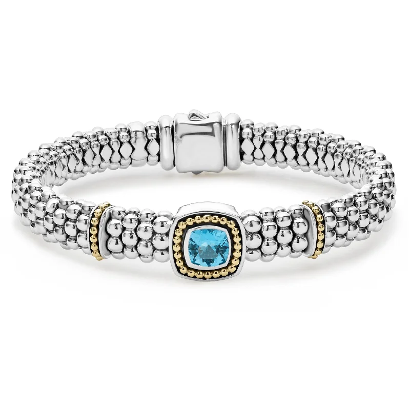 Ocean Bracelets-Swiss Blue Topaz Caviar Bracelet | 9mm (Size M)