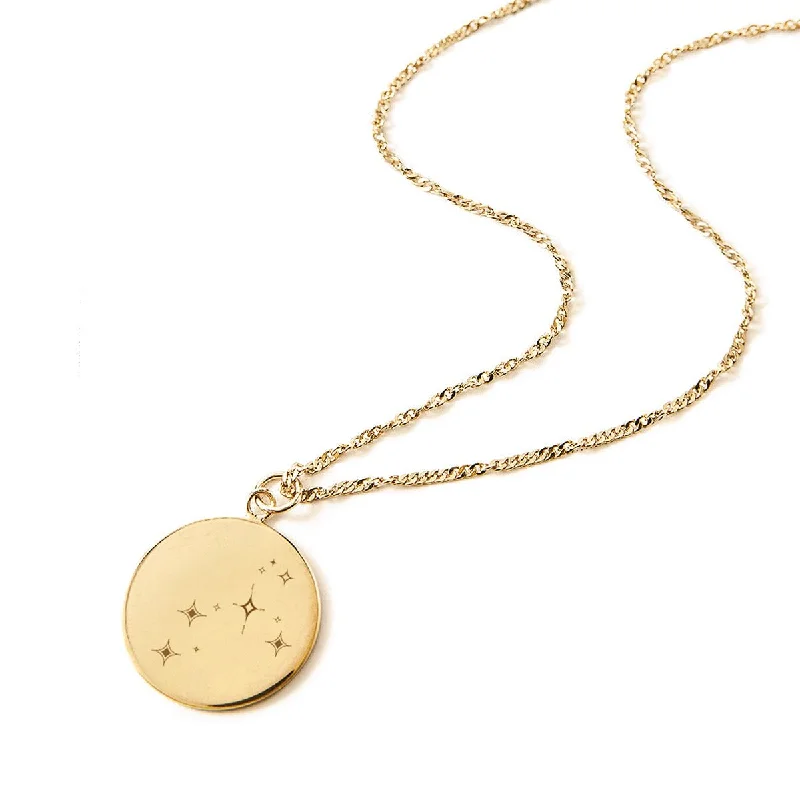 Layered necklaces for trendy outfits-Constellation Zodiac Disc Necklace