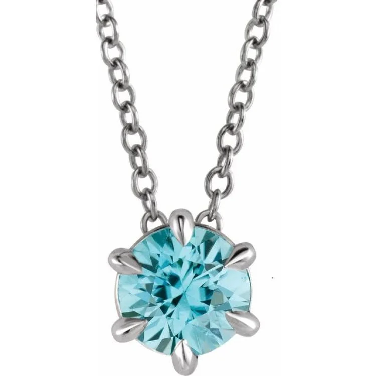 Colorful charm necklaces for teens-Sterling Silver 4 mm Natural Aquamarine Solitaire 16-18" Necklace