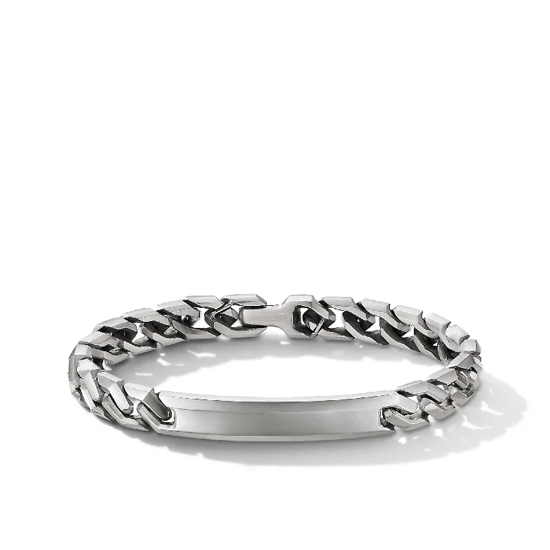 Astrology Bracelets-Curb Chain Angular Link ID Bracelet in Sterling Silver