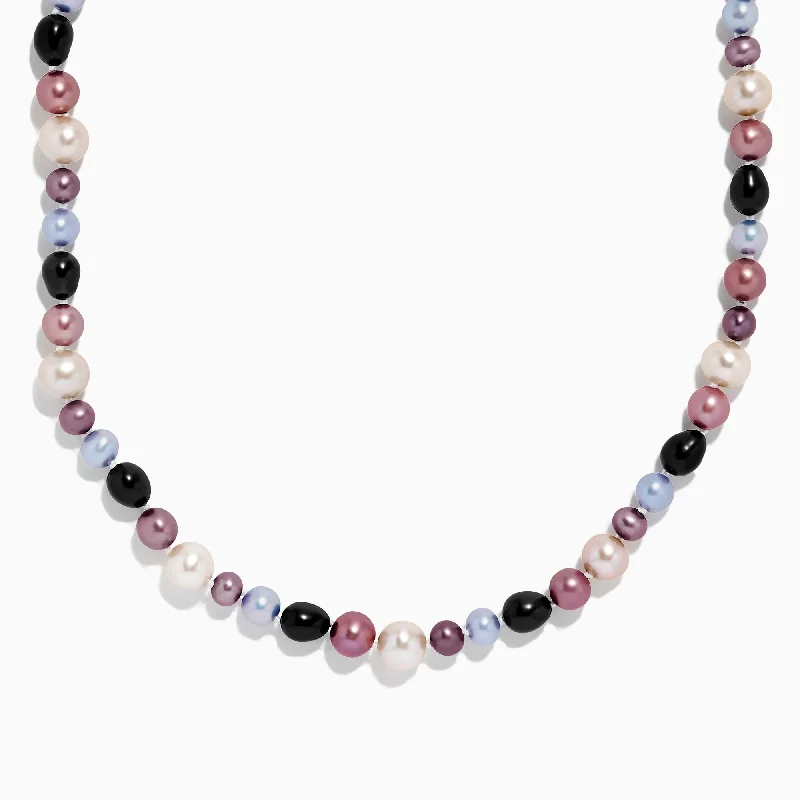 Silver necklaces with unique designs-Multi Color Cultured Pearl 48" Necklace